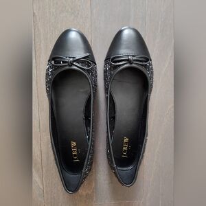 Tweed black and white flats